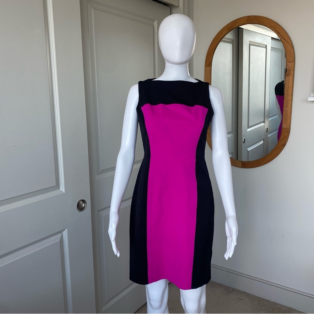 Milly Black and Fuchsia Colorblock Sheath Dress